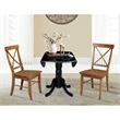 42 in. Dual Drop Leaf Table with 2 Cross Back Dining Chairs - 3 Piece Dining Set