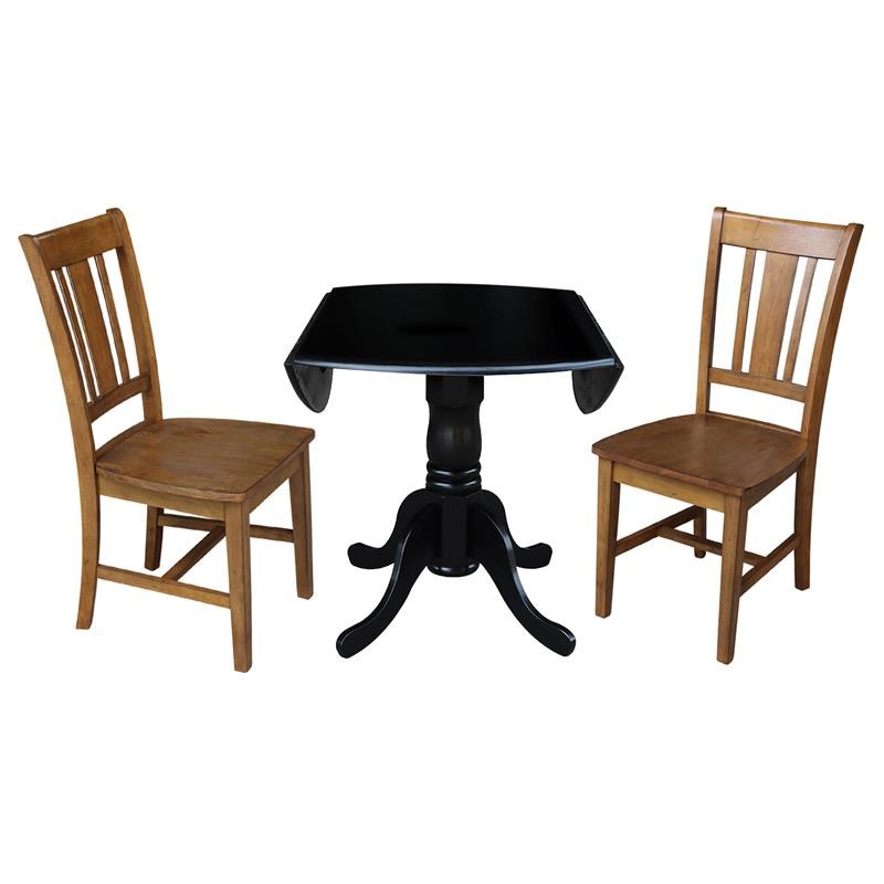 42 in. Dual Drop Leaf Table with 2 Splat Back Dining Chairs - 3 Piece Dining Set