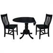 42 in. Dual Drop Leaf Table with 2 Slat Back Dining Chairs - 3 Piece Dining Set