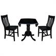 42 in. Dual Drop Leaf Table with 2 Slat Back Dining Chairs - 3 Piece Dining Set