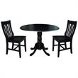 42 in. Dual Drop Leaf Table with 2 Slat Back Dining Chairs - 3 Piece Dining Set