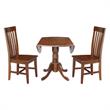 42 in. Dual Drop Leaf Table with 2 Slat Back Dining Chairs - 3 Piece Dining Set