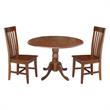 42 in. Dual Drop Leaf Table with 2 Slat Back Dining Chairs - 3 Piece Dining Set