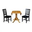 42 in. Dual Drop Leaf Table with 2 Slat Back Dining Chairs - 3 Piece Dining Set