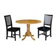 42 in. Dual Drop Leaf Table with 2 Slat Back Dining Chairs - 3 Piece Dining Set