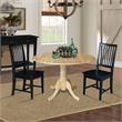 42 in. Dual Drop Leaf Table with 2 Slat Back Dining Chairs - 3 Piece Dining Set