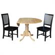 42 in. Dual Drop Leaf Table with 2 Slat Back Dining Chairs - 3 Piece Dining Set