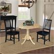 42 in. Dual Drop Leaf Table with 2 Slat Back Dining Chairs - 3 Piece Dining Set