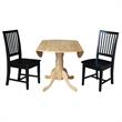 42 in. Dual Drop Leaf Table with 2 Slat Back Dining Chairs - 3 Piece Dining Set