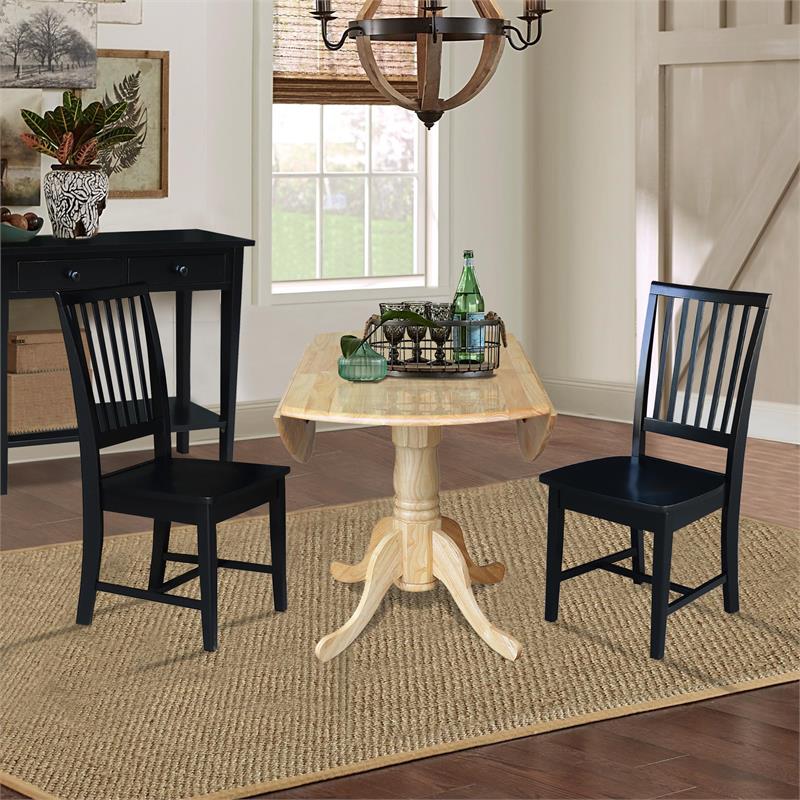 42 in. Dual Drop Leaf Table with 2 Slat Back Dining Chairs - 3 Piece Dining Set
