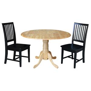 42 in. Dual Drop Leaf Table with 2 Slat Back Dining Chairs - 3 Piece Dining Set