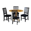 42 in. Dual Drop Leaf Table with 4 Slat Back Dining Chairs - 5 Piece Dining Set