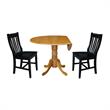 42 in. Dual Drop Leaf Table with 2 Slat Back Dining Chairs - 3 Piece Dining Set
