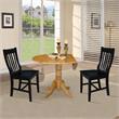 42 in. Dual Drop Leaf Table with 2 Slat Back Dining Chairs - 3 Piece Dining Set