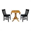 42 in. Dual Drop Leaf Table with 2 Slat Back Dining Chairs - 3 Piece Dining Set