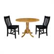 42 in. Dual Drop Leaf Table with 2 Slat Back Dining Chairs - 3 Piece Dining Set