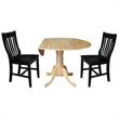 42 in. Dual Drop Leaf Table with 2 Slat Back Dining Chairs - 3 Piece Dining Set