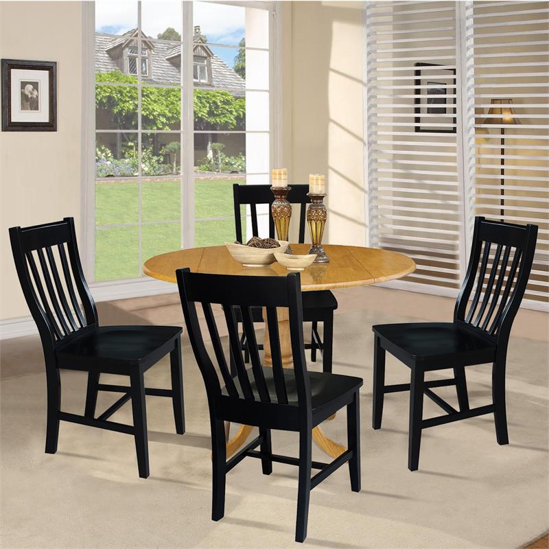 42 in. Dual Drop Leaf Table with 4 Slat Back Dining Chairs - 5 Piece Dining Set