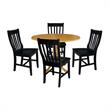 42 in. Dual Drop Leaf Table with 4 Slat Back Dining Chairs - 5 Piece Dining Set
