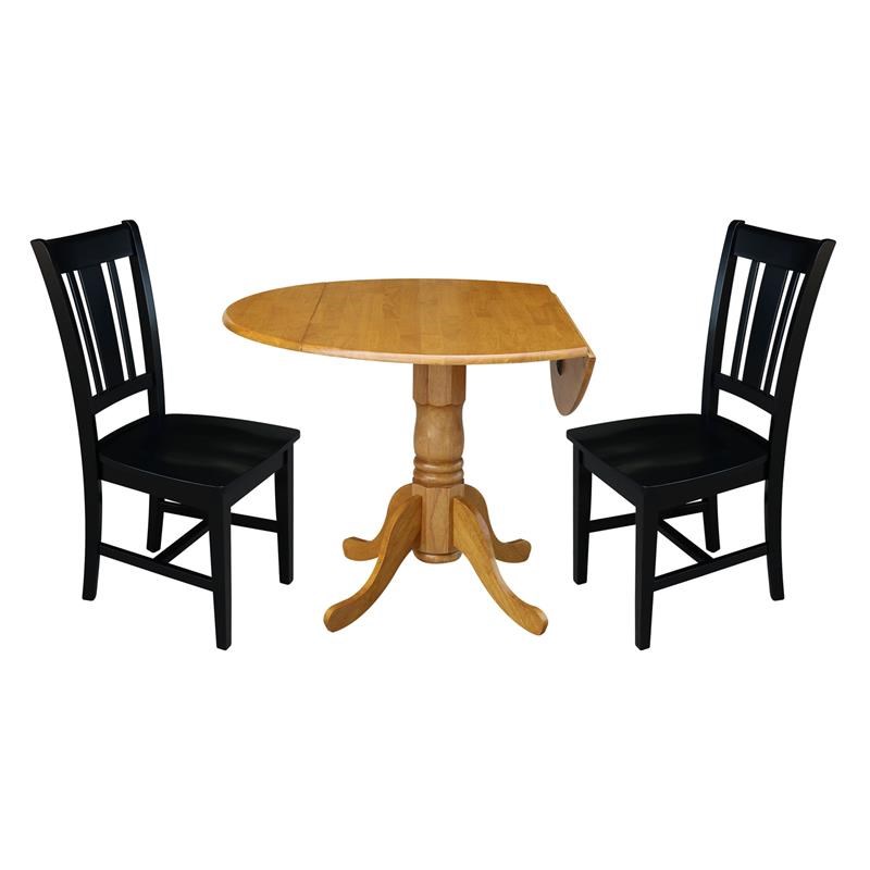42 in. Dual Drop Leaf Table with 2 Splat Back Dining Chairs - 3 Piece Dining Set