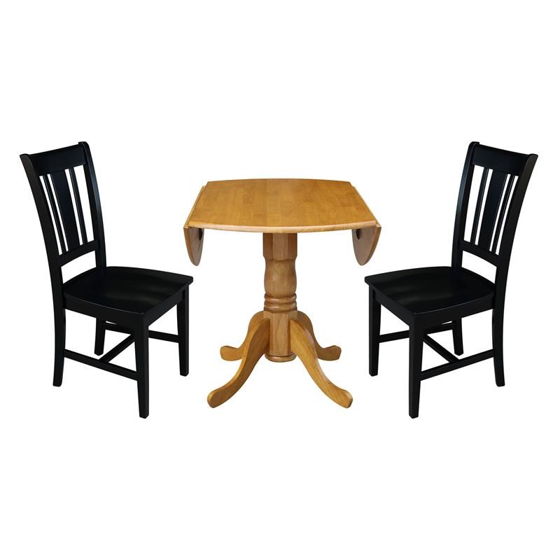 42 in. Dual Drop Leaf Table with 2 Splat Back Dining Chairs - 3 Piece Dining Set