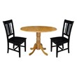 42 in. Dual Drop Leaf Table with 2 Splat Back Dining Chairs - 3 Piece Dining Set