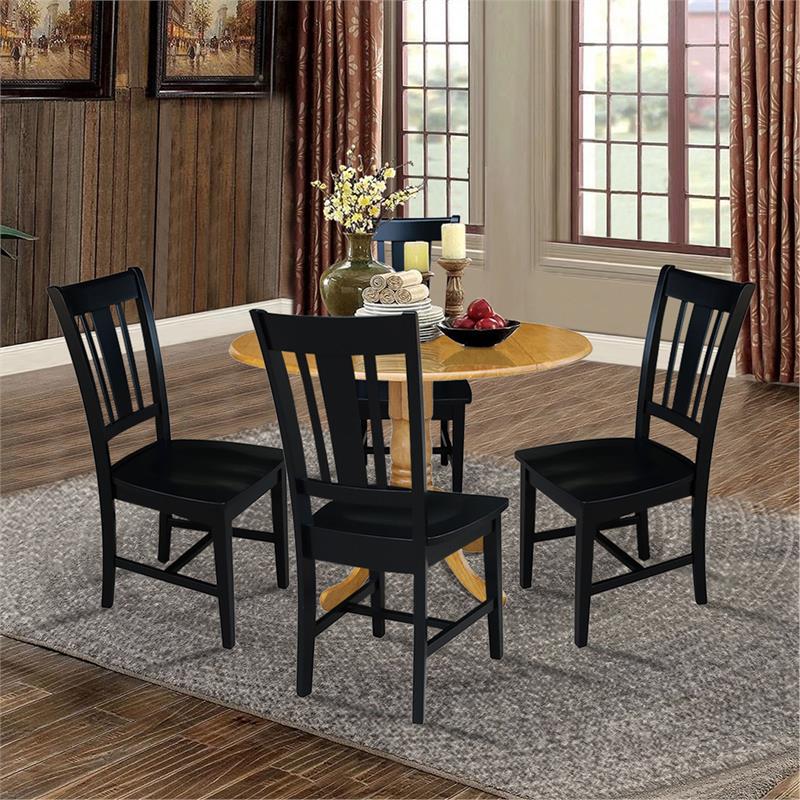 42 in. Dual Drop Leaf Table with 4 Splat Back Dining Chairs - 5 Piece Dining Set