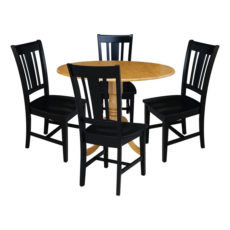 42 in. Dual Drop Leaf Table with 4 Splat Back Dining Chairs - 5 Piece Dining Set