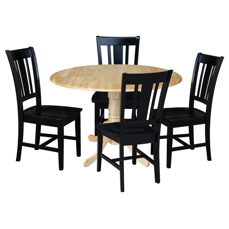 42 in. Dual Drop Leaf Table with 4 Splat Back Dining Chairs - 5 Piece Dining Set