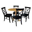 42 in. Dual Drop Leaf Table with 4 Cross Back Dining Chairs - 5 Piece Dining Set