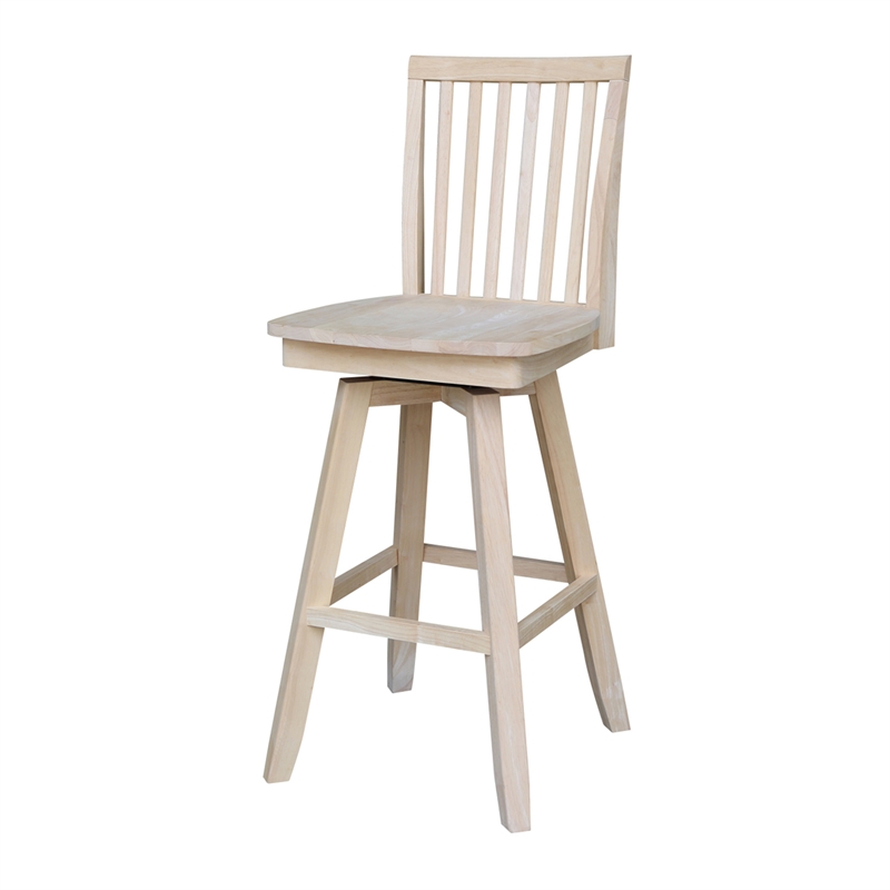 Bar Height Table With 2 Slat Back Swivel Bar Stools - 30 in. Seat Height