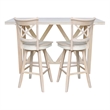 Bar Height Table With 2 Cross Back Swivel Bar Stools - 30 in. Seat Height