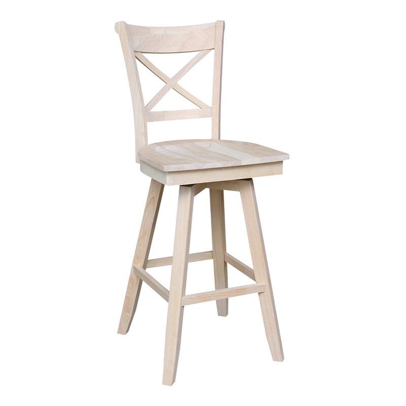 Bar Height Table With 2 Cross Back Swivel Bar Stools - 30 in. Seat Height