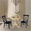 42 in. Dual Drop Leaf Table with 2 Cross Back Dining Chairs - 3 Piece Dining Set