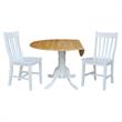 42 in. Dual Drop Leaf Table with 2 Slat Back Dining Chairs - 3 Piece Dining Set