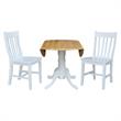 42 in. Dual Drop Leaf Table with 2 Slat Back Dining Chairs - 3 Piece Dining Set