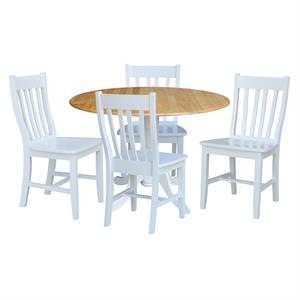 42 in. Dual Drop Leaf Table with 4 Slat Back Dining Chairs - 5 Piece Dining Set