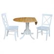 42 in. Dual Drop Leaf Table with 2 Cross Back Dining Chairs - 3 Piece Dining Set