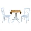 42 in. Dual Drop Leaf Table with 2 Cross Back Dining Chairs - 3 Piece Dining Set