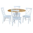 42 in. Dual Drop Leaf Table with 4 Cross Back Dining Chairs - 5 Piece Dining Set
