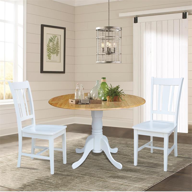 42 in. Dual Drop Leaf Table with 2 Splat Back Dining Chairs - 3 Piece Dining Set