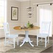 42 in. Dual Drop Leaf Table with 2 Splat Back Dining Chairs - 3 Piece Dining Set