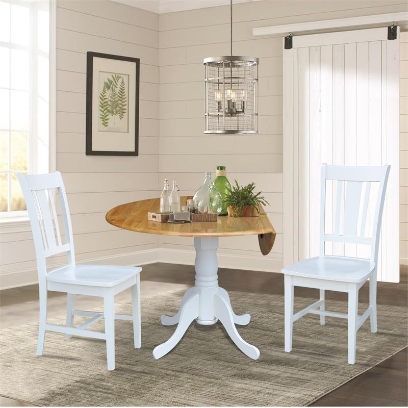 42 in. Dual Drop Leaf Table with 2 Splat Back Dining Chairs - 3 Piece Dining Set