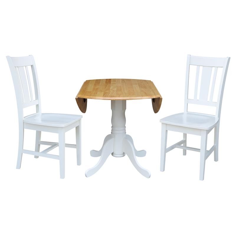 42 in. Dual Drop Leaf Table with 2 Splat Back Dining Chairs - 3 Piece Dining Set