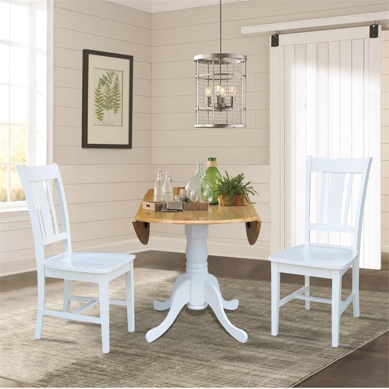 42 in. Dual Drop Leaf Table with 2 Splat Back Dining Chairs - 3 Piece Dining Set