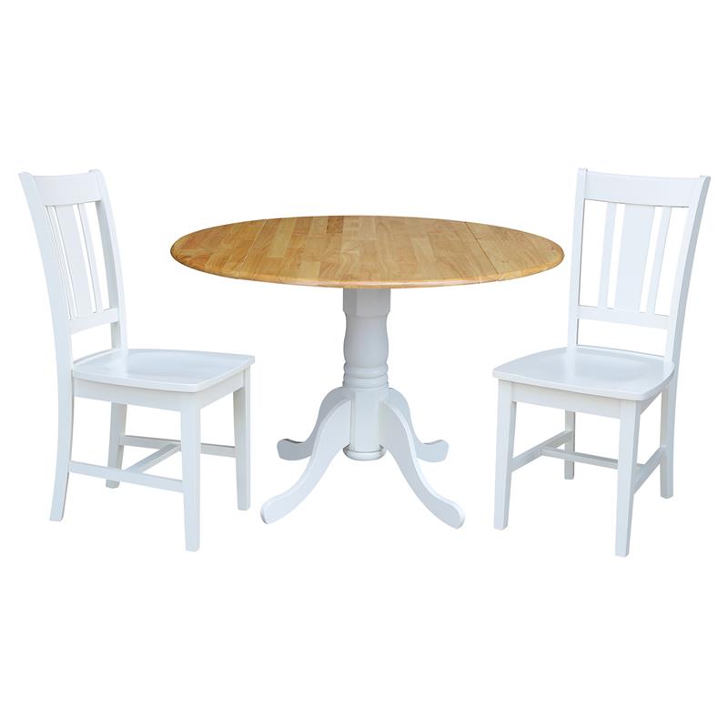 42 in. Dual Drop Leaf Table with 2 Splat Back Dining Chairs - 3 Piece Dining Set