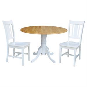 42 in. Dual Drop Leaf Table with 2 Splat Back Dining Chairs - 3 Piece Dining Set