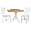 42 in. Dual Drop Leaf Table with 2 Splat Back Dining Chairs - 3 Piece Dining Set