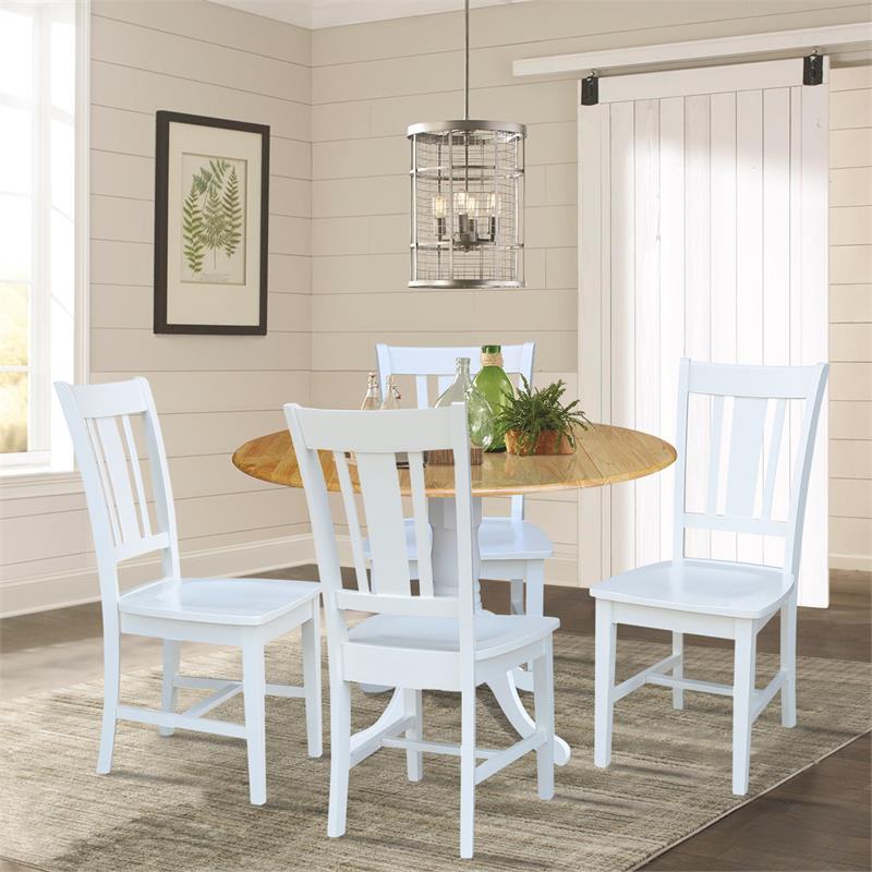 42 in. Dual Drop Leaf Table with 4 Splat Back Dining Chairs - 5 Piece Dining Set