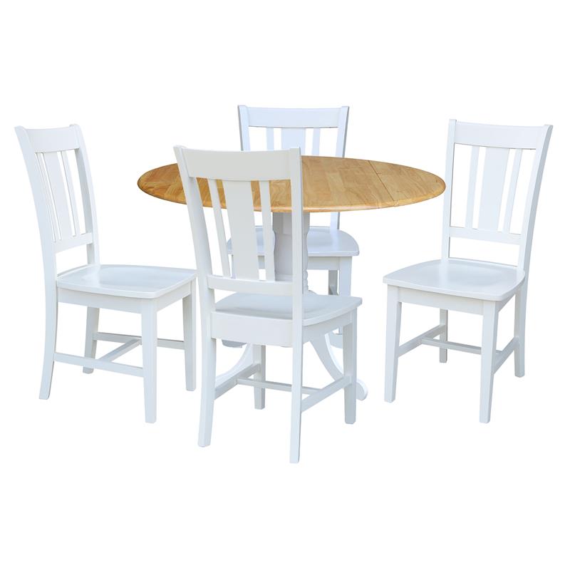 42 in. Dual Drop Leaf Table with 4 Splat Back Dining Chairs - 5 Piece Dining Set